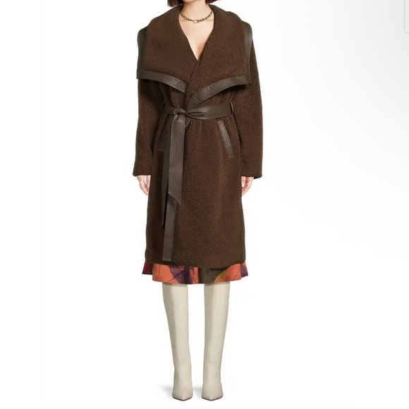 Hutch Brown Textured Coat with Leather Accents - Picture 2 of 4